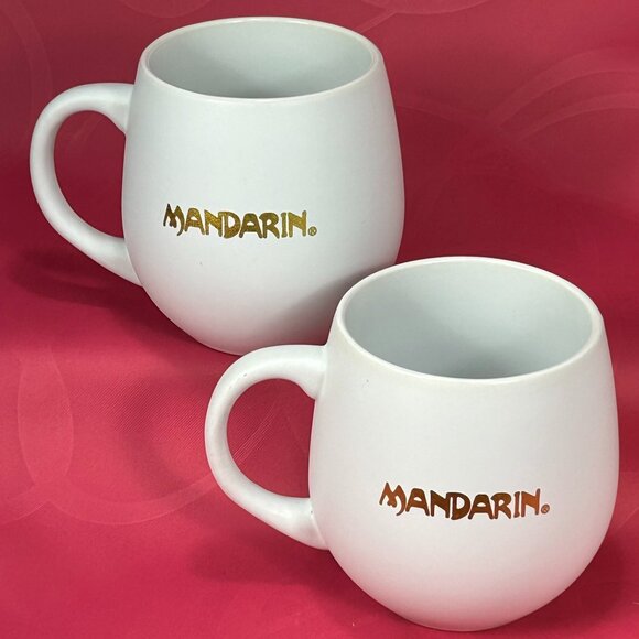 pair of Mandarin Restaurant weighty ceramic coffee mugs - Picture 2 of 6